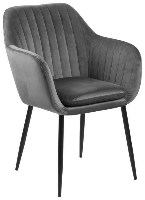 ARMLEHNSTUHL  in Velours  - Dunkelgrau/Schwarz, Trend, Textil/Metall (57/83/59cm) - Ambia Home