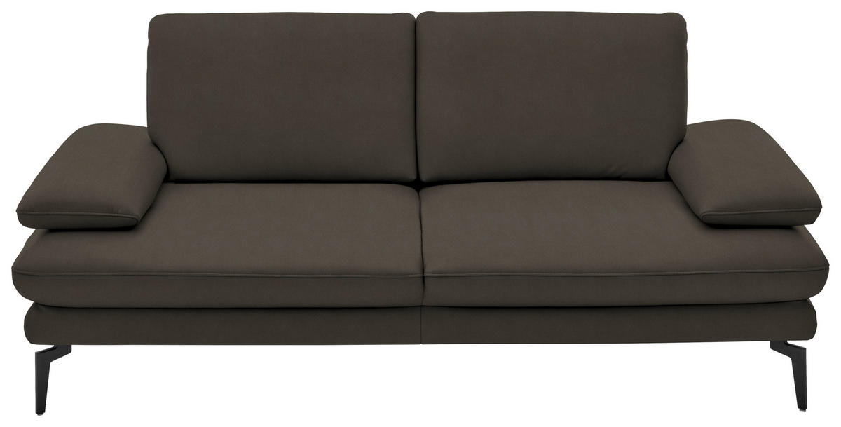 2,5-SITZER in Echtleder Graubraun  - Graubraun/Schwarz, Design, Leder/Metall (196/86/104cm) - Dieter Knoll