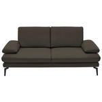 2,5-SITZER in Leder Graubraun  - Graubraun/Schwarz, Design, Leder/Metall (196/86/104cm) - Dieter Knoll