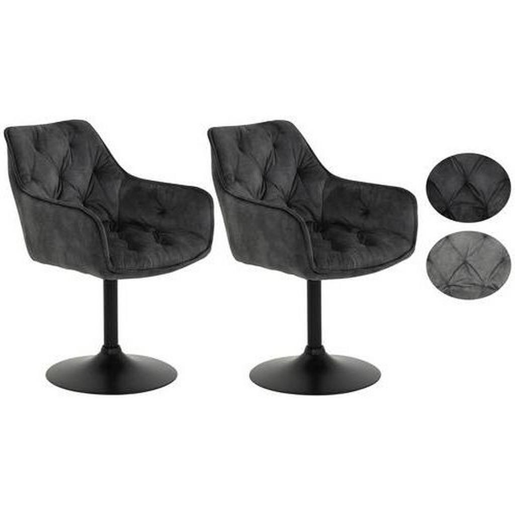 Armlehnstuhl Birte S Anthrazit Gepolstert drehbar 2er-Set