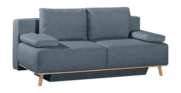 BOXSPRINGSOFA Carla  mit Stoffauswahl, Rücken echt Blau, Grau  - Blau/Grau, Design, Holz/Textil (203/97/107cm) - Dieter Knoll