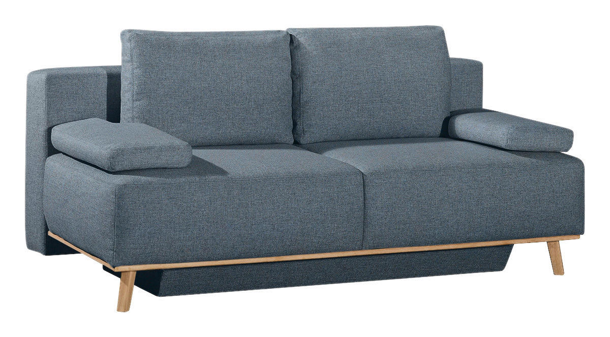 BOXSPRINGSOFA Blau, Grau  - Blau/Grau, Design, Holz/Textil (203/97/107cm) - Dieter Knoll