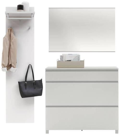 GARDEROBE 3-teilig in 180/193/31 cm - Silberfarben/Weiß, Design, Holzwerkstoff/Metall (180/193/31cm)