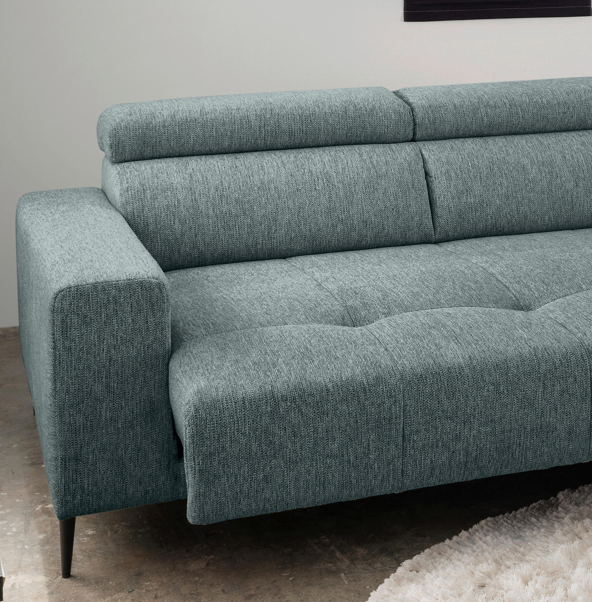 ECKSOFA Chenille  - Schwarz, KONVENTIONELL, Textil/Metall (276/188cm) - Livetastic