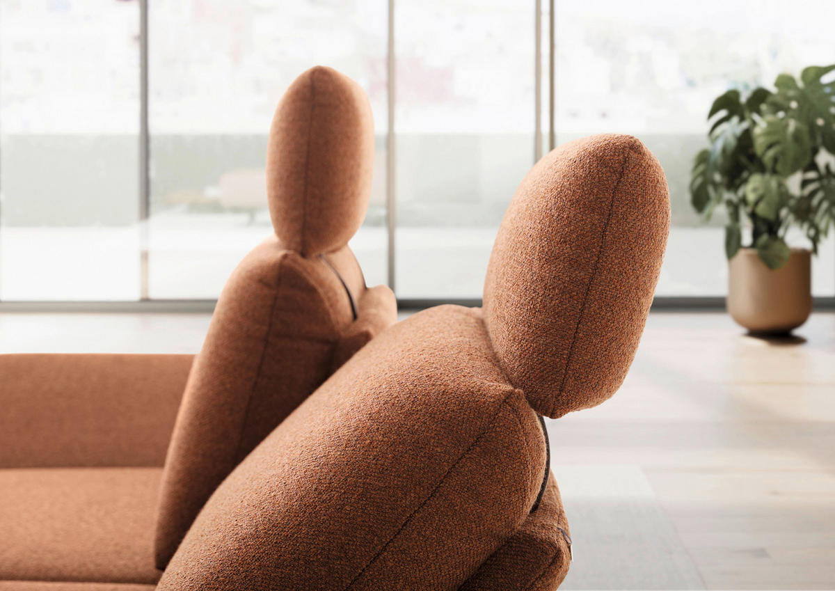 ECKSOFA Flachgewebe Cognac  - Cognac/Schwarz, Design, Textil/Metall (155/234cm) - Dieter Knoll