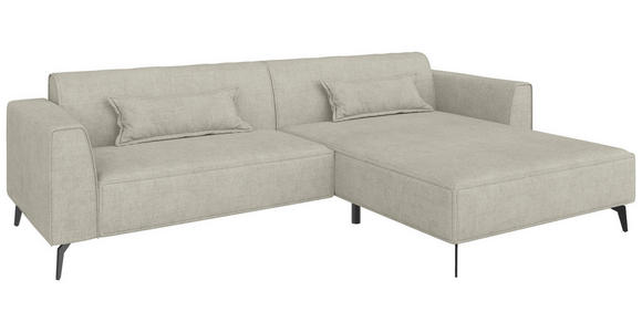 ECKSOFA  in Chenille Naturfarben Rückenkissen  300/190 cm  - Hellbraun/Schwarz, MODERN, Textil/Metall (300/190cm) - Carryhome