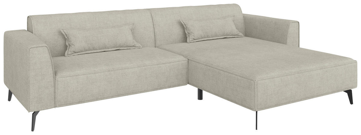 ECKSOFA  in Chenille Naturfarben  300/190 cm  - Hellbraun/Schwarz, MODERN, Textil/Metall (300/190cm) - Carryhome