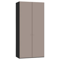 DREHTÜRENSCHRANK 102/220/40 cm,  in Schwarz, Hellbraun, 2-türig  - Hellbraun/Silberfarben, Design, Holzwerkstoff/Metall (102/220/40cm) - Jutzler