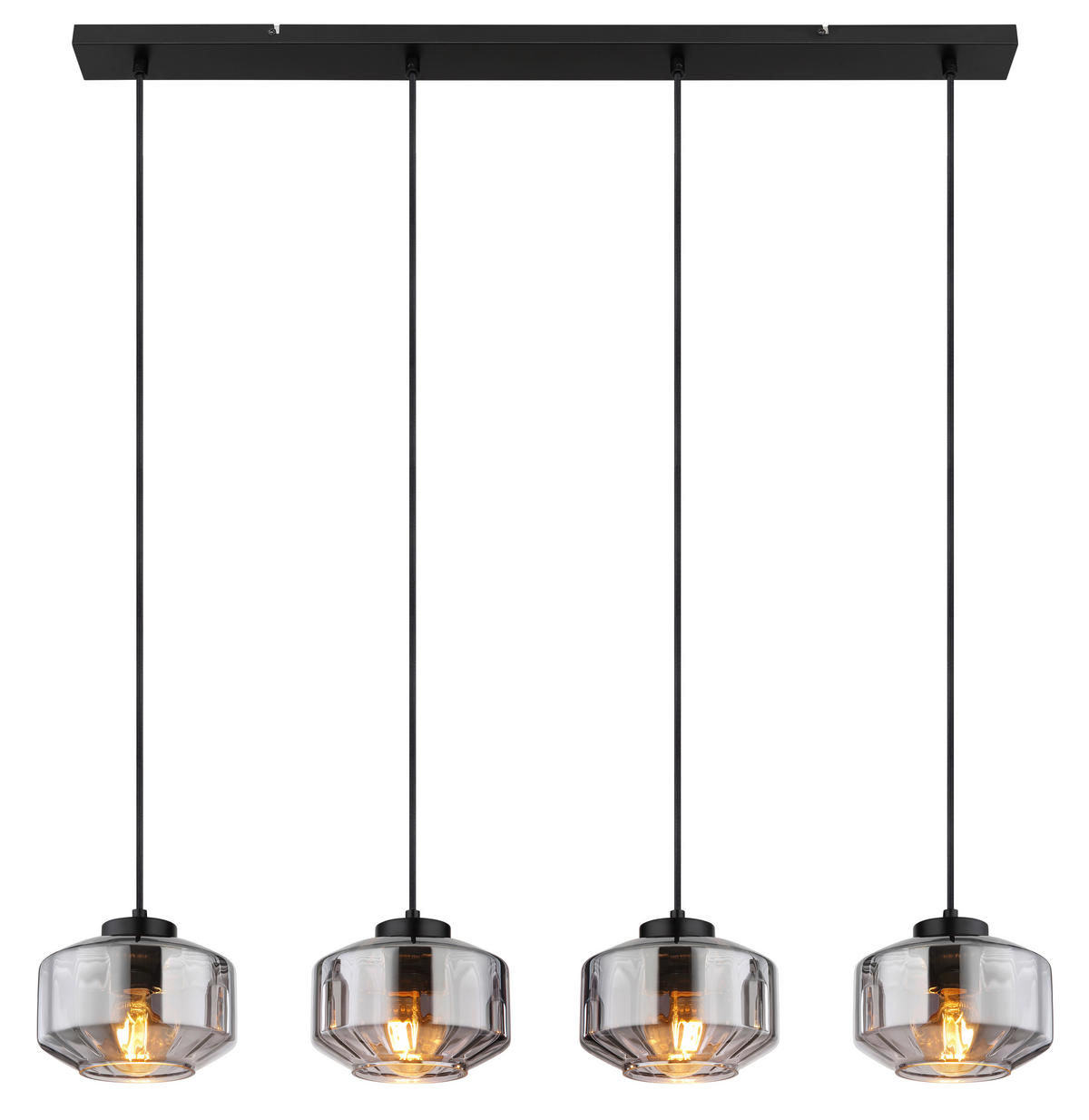 HÄNGELEUCHTE 96/18/120 cm    - Schwarz, Design, Glas/Metall (96/18/120cm) - Globo