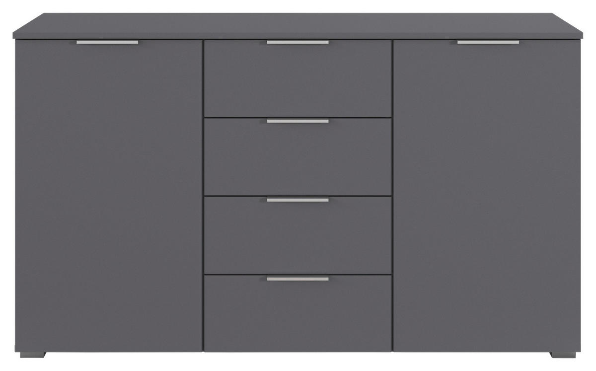 SIDEBOARD 140/81/42 cm  - aluminiumfärg/grå, Modern, trämaterial/plast (140/81/42cm) - Rauch Möbel