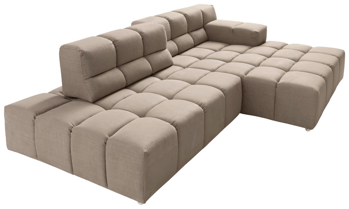 ECKSOFA in Flachgewebe, Leinenoptik Beige  - Beige/Schwarz, Design, Textil/Metall (286/169cm) - Designwerk