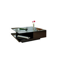 Măsuță De Cafea din sticlă, material pe bază de lemn, 100/100/36 cm - negru/negru lucios intens, Design, sticlă/material pe bază de lemn (100/100/36cm) - Livetastic