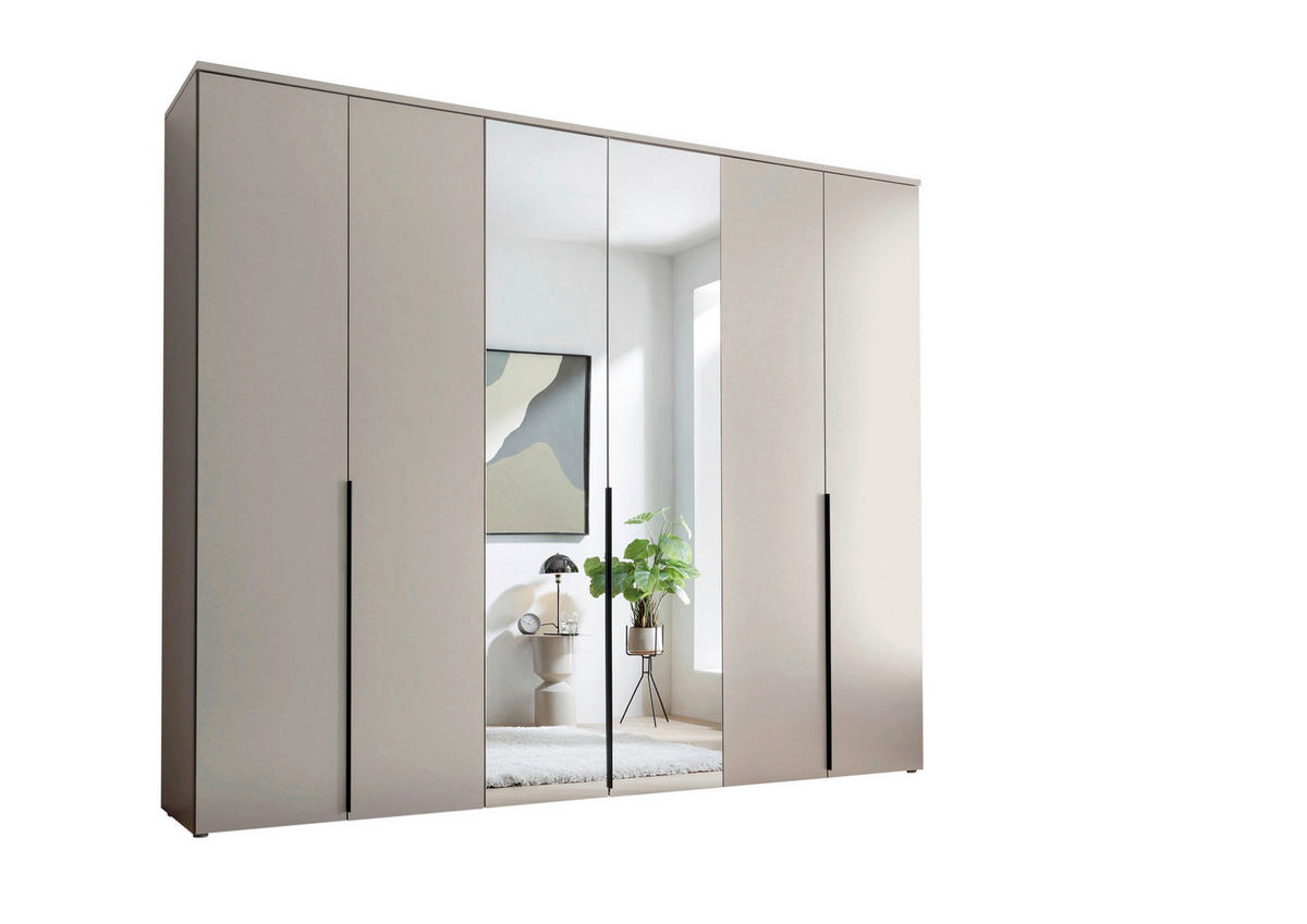 ORMAR S KLASIČNIM VRATIMA kašmir   - kašmir/crna, Moderno, staklo/drvni materijal (270/225/52cm) - Carryhome