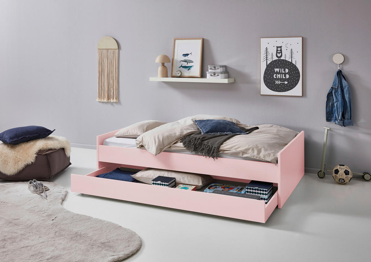 BODENBETT. 120/200 cm  in Rosa  - Rosa, LIFESTYLE, Holz/Holzwerkstoff (120/200cm) - Stylife