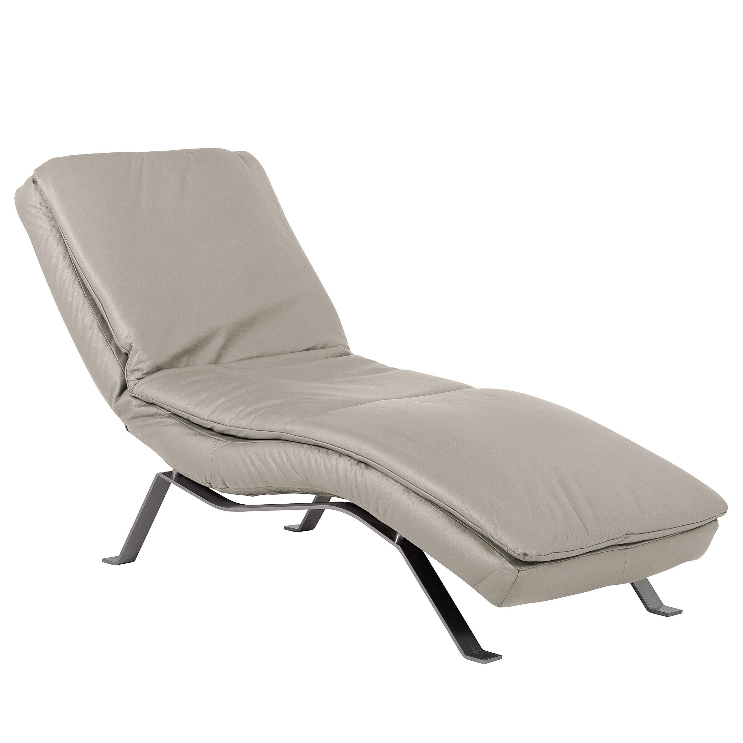 RELAXLIEGE in Echtleder Platinfarben  - Platinfarben/Silberfarben, Design, Leder/Metall (65/95/171cm) - Celina Home