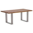 ESSTISCH Eiche rechteckig Eichefarben, Edelstahlfarben  - Edelstahlfarben/Eichefarben, Design, Holz/Metall (180/100/76cm) - Waldwelt