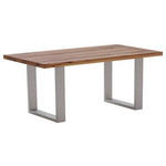 ESSTISCH Eiche rechteckig Eichefarben, Edelstahlfarben  - Edelstahlfarben/Eichefarben, Design, Holz/Metall (220/100/76cm) - Waldwelt