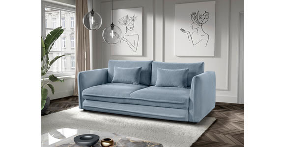 SCHLAFSOFA Struktur Blau Zierkissen, Rückenkissen, Bettkasten, Schlaffunktion, Rücken echt, Liegefläche im Originalstoff  - Blau/Schwarz, KONVENTIONELL, Kunststoff/Textil (237/94/117cm) - Carryhome