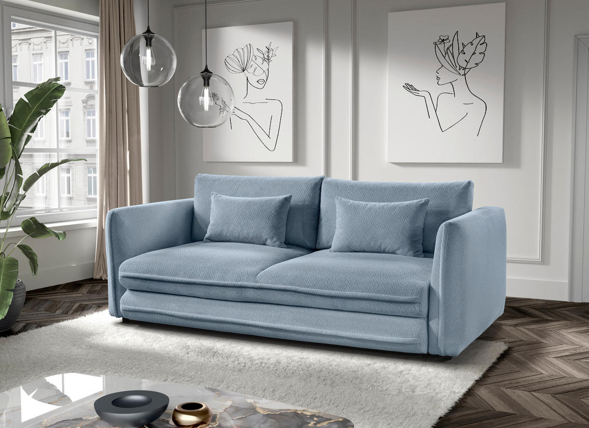 SCHLAFSOFA  mit Liegefunktion Struktur Blau  - Blau/Schwarz, KONVENTIONELL, Kunststoff/Textil (237/94/117cm) - Carryhome