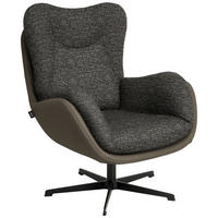 SESSEL in Chenille, Struktur Echtleder Graubraun  - Graubraun/Schwarz, Design, Leder/Textil (80/97/89cm) - Schöner Wohnen