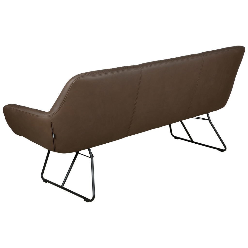 Thumbnail - Dieter Knoll Sitzbank, Braun, Schwarz, Metall, Leder, Echtleder, Rindleder, 3-Sitzer, 201.5x87x67.5 cm, Lederauswahl, mi...
