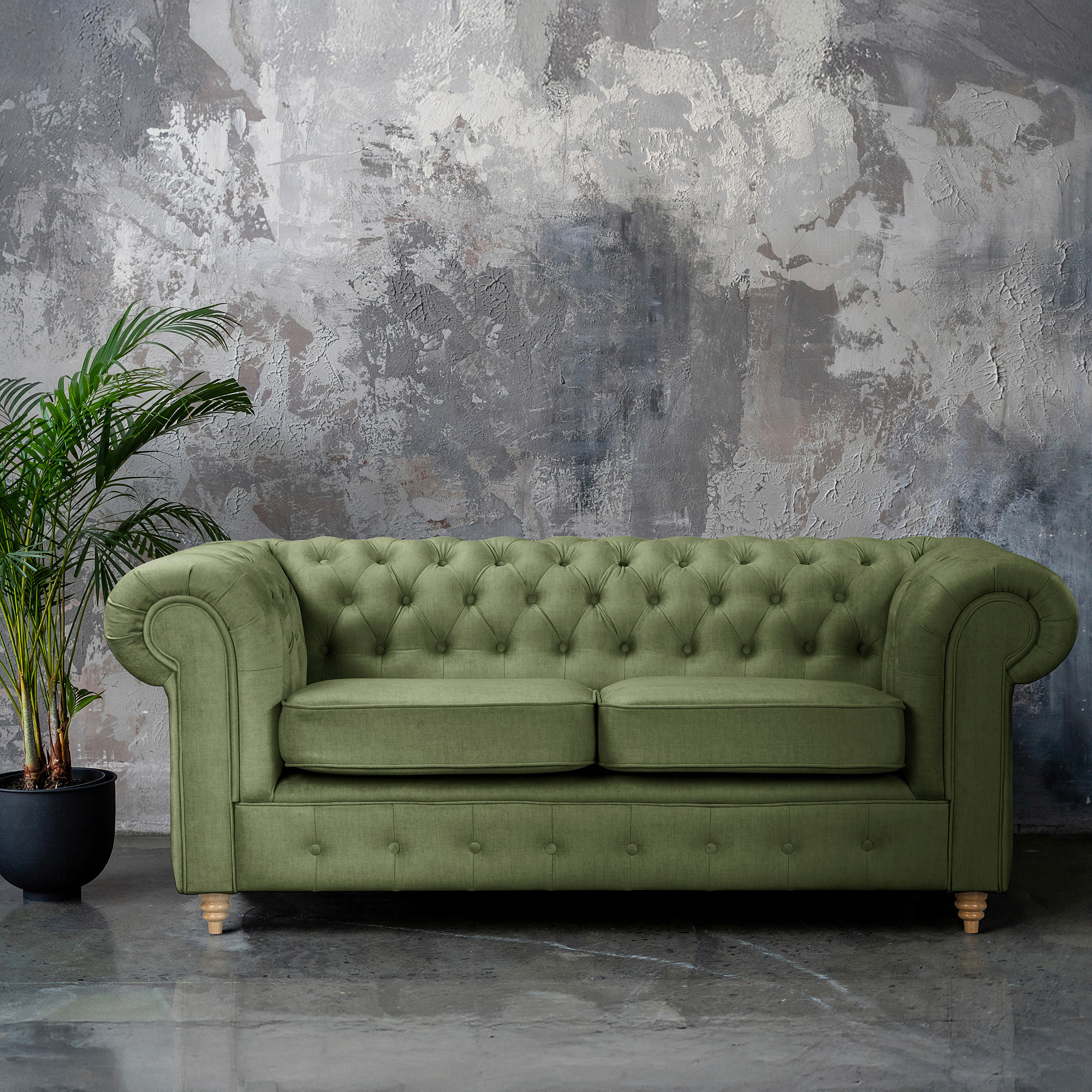 2-SITZER-SOFA Laura in Mikrofaser Dunkelgrün  - Dunkelgrün/Braun, Design, Holz/Textil (190/75/91cm) - P & B