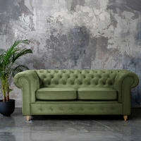 2-SITZER-SOFA Laura in Mikrofaser Dunkelgrün  - Dunkelgrün/Braun, Design, Holz/Textil (190/75/91cm) - P & B