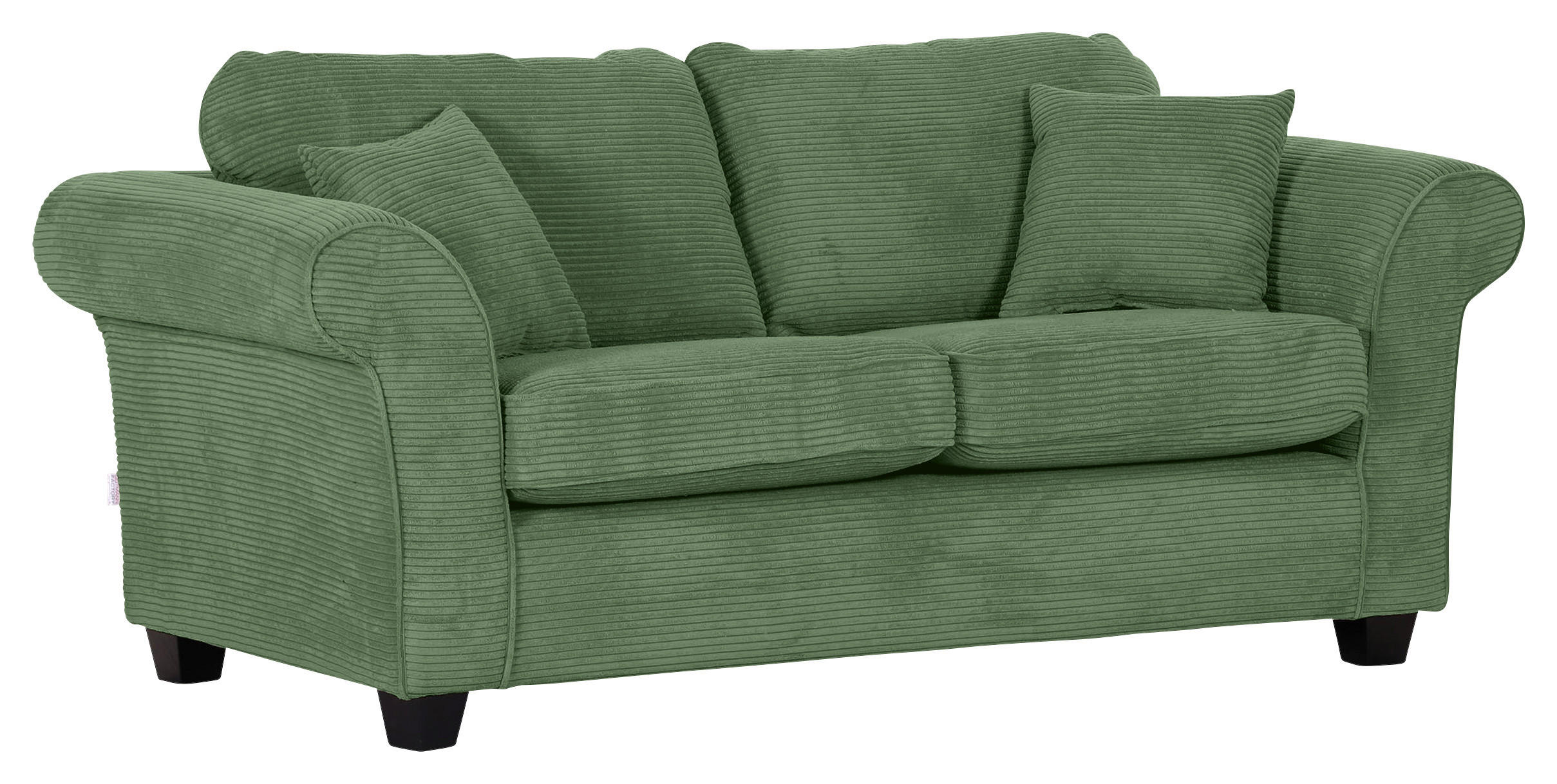 2-SITZER-SOFA Cord Olivgrün  - Dunkelbraun/Olivgrün, KONVENTIONELL, Holz/Textil (190/70/90cm) - home24