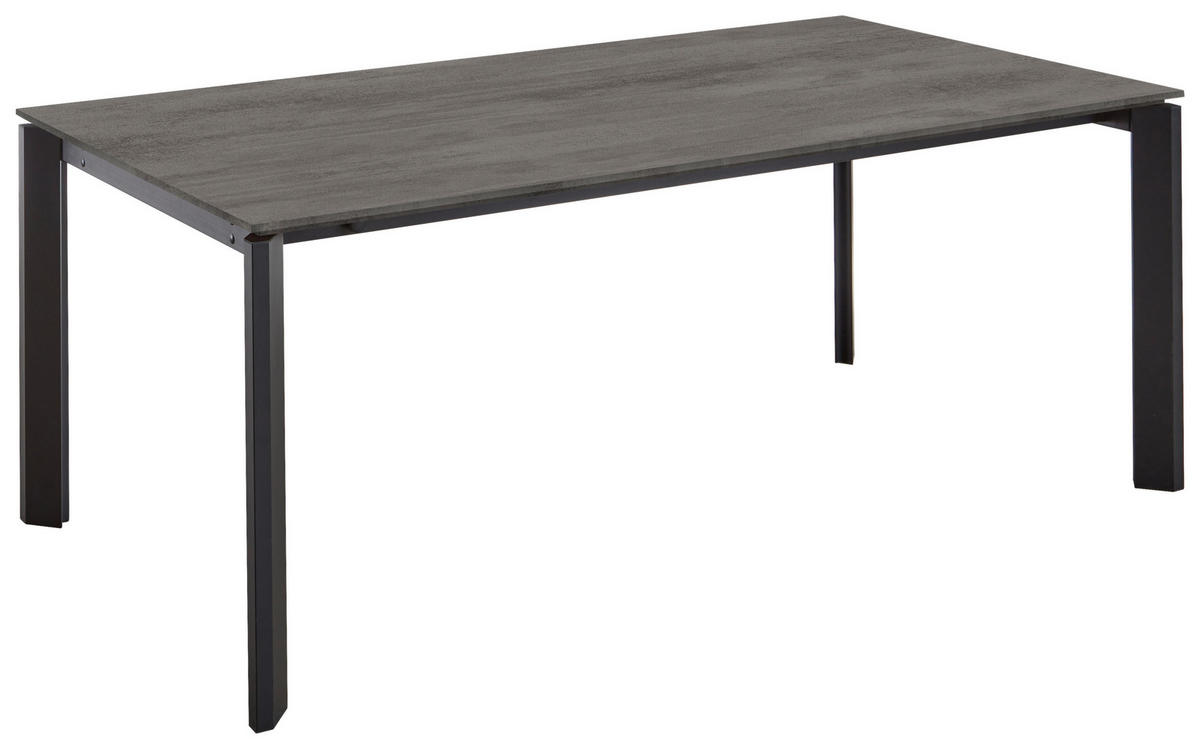 ESSTISCH Schwarz, Schieferfarben rechteckig  ausziehbar  - Schieferfarben/Schwarz, Basics, Holzwerkstoff/Metall (200-300/95/76cm) - Celina Home