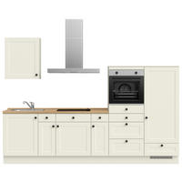 KÜCHENLEERBLOCK 300 cm   in Weiß, Eichefarben  - Eichefarben/Schwarz, MODERN, Holzwerkstoff/Metall (300cm) - Nobilia