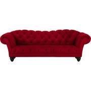Chesterfield Megasofa Flachgewebe Rot - Dunkelbraun/Rot, Trend, Holz/Textil (246/84/97cm) - Carryhome