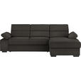 ECKSOFA in Webstoff Dunkelbraun  258/166 cm  - Dunkelbraun, KONVENTIONELL, Kunststoff/Textil (258/166cm) - Cantus