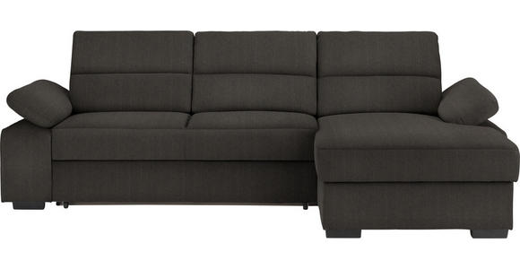 ECKSOFA in Webstoff Dunkelbraun  258/166 cm  - Dunkelbraun, KONVENTIONELL, Kunststoff/Textil (258/166cm) - Cantus