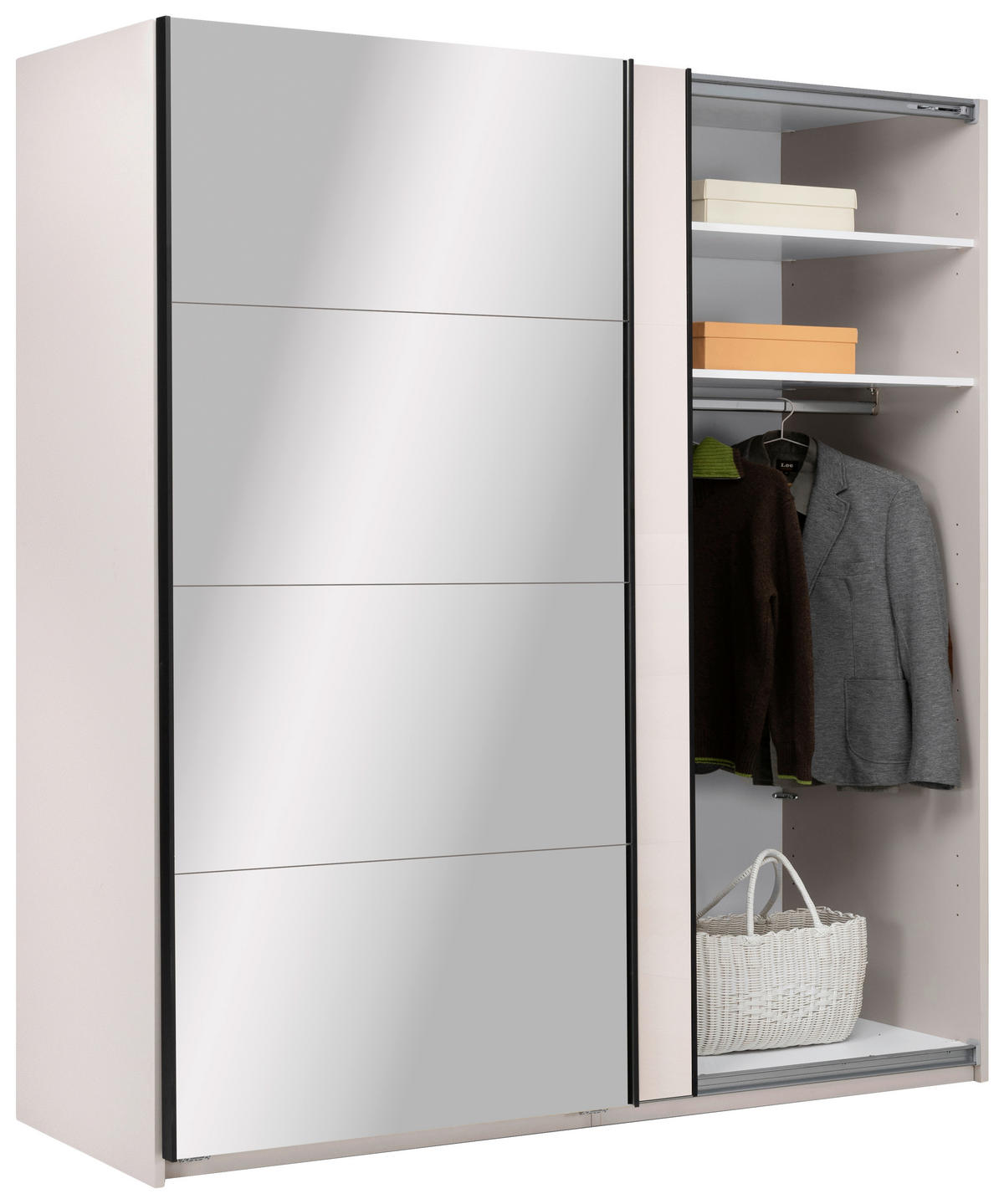 SCHIEBETÜRENSCHRANK 200/210/62 cm 2-türig Kaschmir  - Kaschmir/Schwarz, MODERN, Holzwerkstoff/Metall (200/210/62cm) - MID.YOU