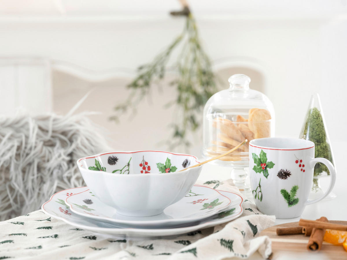 KAFFEESERVICE Naomi Weihnachten 12-teilig  - Multicolor/Weiß, Basics, Keramik - Creatable
