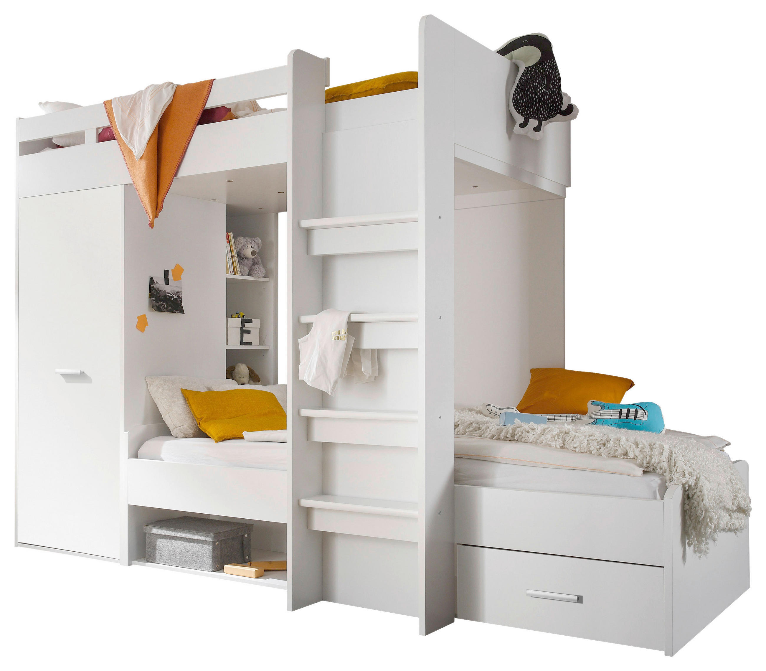 VYSOKÁ POSTEL, 90/200 cm, bílá - bílá, Konvenční, kompozitní dřevo (90/200cm) - Carryhome