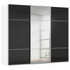 SCHWEBETÜRENSCHRANK in Schwarz, Weiss  - Weiss/Alufarben, Konventionell, Glas/Holzwerkstoff (301/223/68cm) - Novel