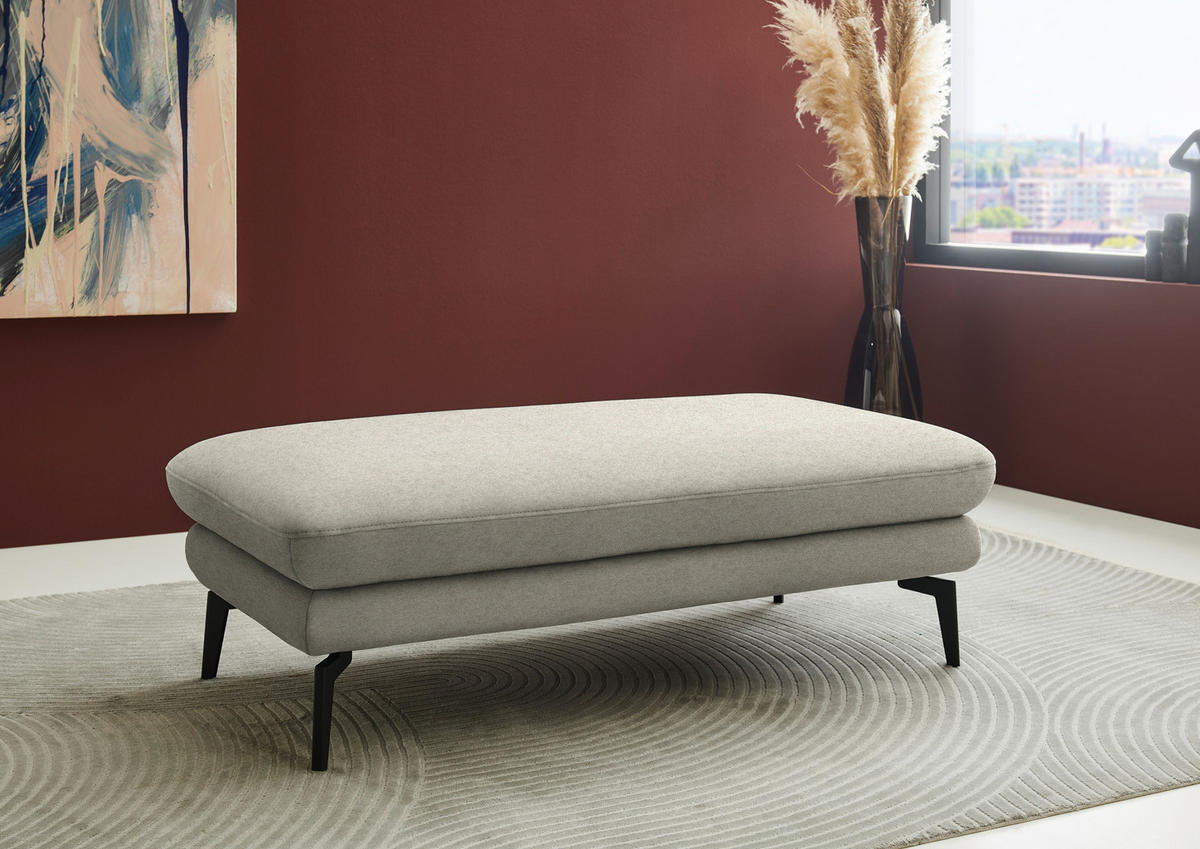 ECKSOFA chenille, tissage à plat grège  - noir/grège, Design, textile/métal (284/180cm) - Dieter Knoll
