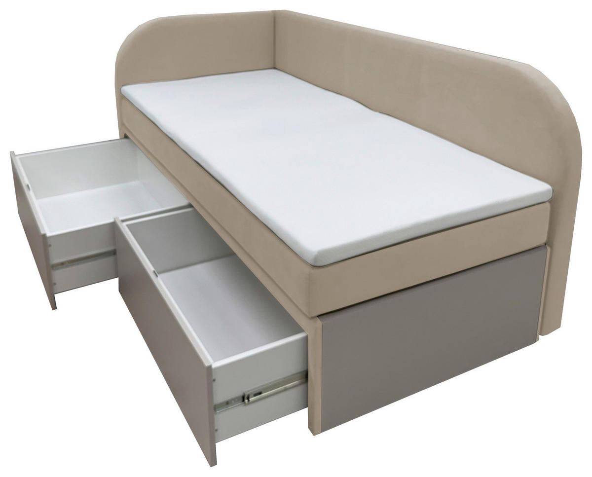 POLSTERBETT Bettschubladen, Matratze 90/200 cm  in Beige  - Beige, MODERN, Textil (90/200cm) - Livetastic