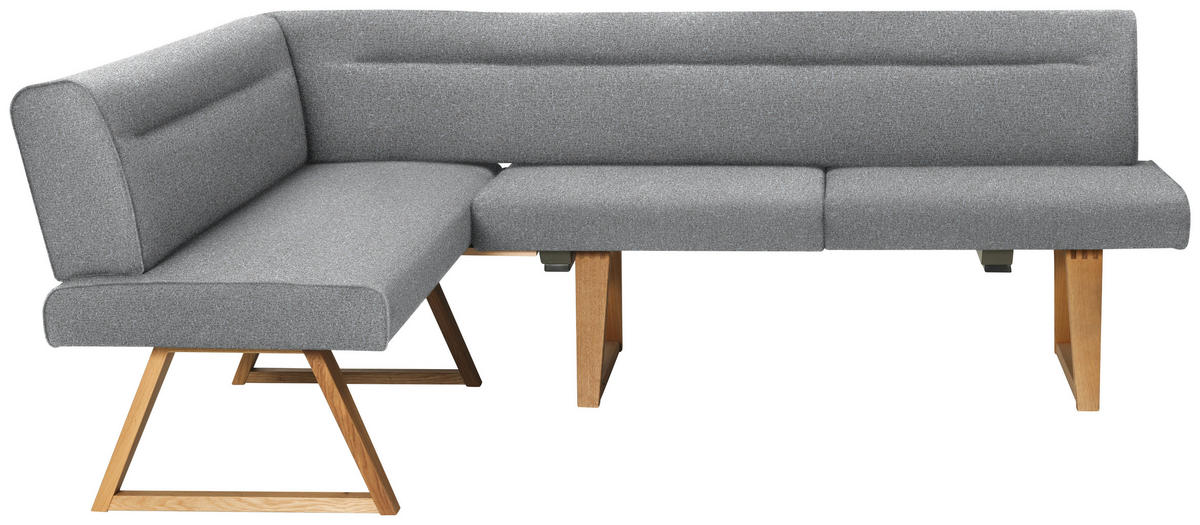ECKBANK 170/230 cm Samt Eichefarben, Hellgrau Wildeiche massiv   - Eichefarben/Hellgrau, KONVENTIONELL, Holz/Textil (170/230cm) - Moderano