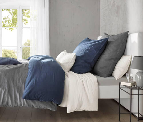 BETTWÄSCHE 155/200 cm Provence Leinenoptik  - Dunkelblau, Basics, Textil (155/200cm) - Fleuresse