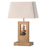 STOLNÁ LAMPA, E27, 30/13/46 cm - béžová, Natur, drevo/textil (30/13/46cm)