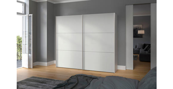 SCHWEBETÜRENSCHRANK  in Weiß  - Edelstahlfarben/Weiß, Design, Holzwerkstoff (253/215/65cm) - Carryhome
