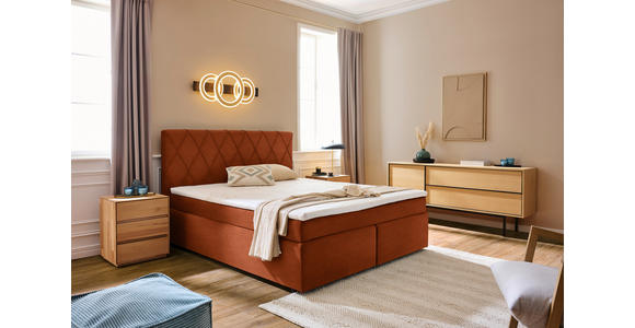 BOXSPRINGBETT 180/200 cm  in Rostfarben  - Rostfarben/Schwarz, Design, Kunststoff/Textil (180/200cm) - Xora