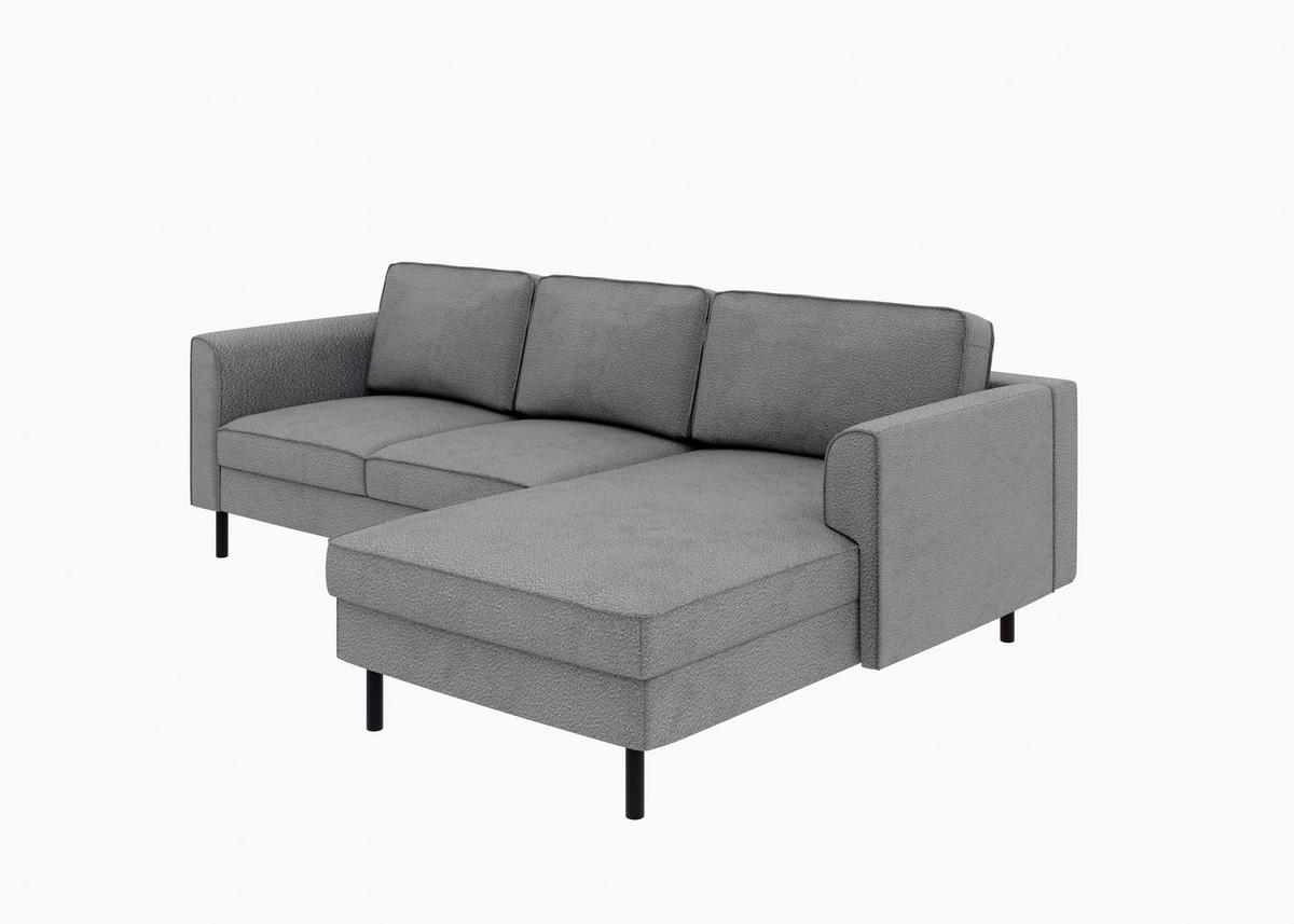 ECKSCHLAFSOFA  mit Bettkasten erhältlich, Sitzqualitäten, Schlafen auf Sitzhöhe, Bettfunktion erhältlich, Rücken echt, Armteil links, Armteil rechts Struktur Anthrazit  - Anthrazit/Schwarz, MODERN, Textil/Metall (232/161cm) - Trendmanufaktur