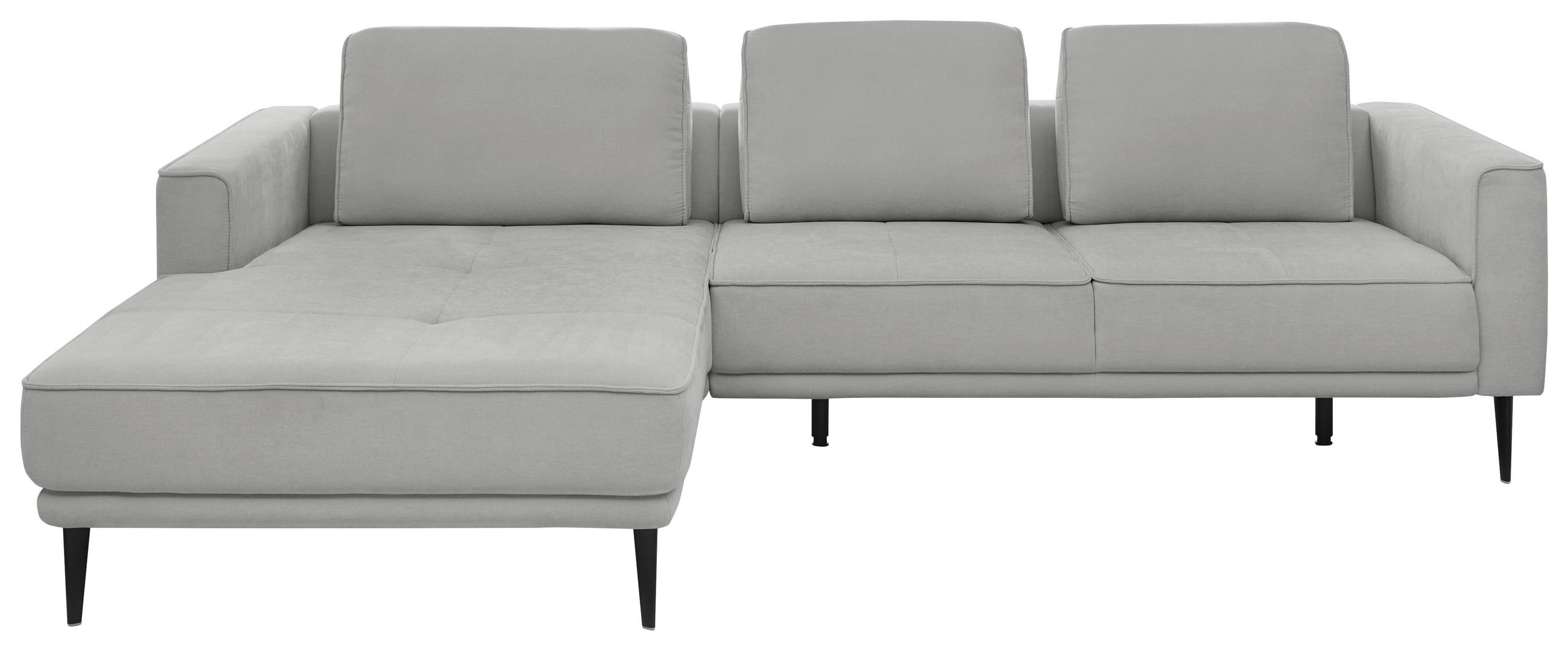 ECKSOFA Grau Flachgewebe  - Schwarz/Grau, KONVENTIONELL, Textil/Metall (193/279cm) - SetOne by Musterring
