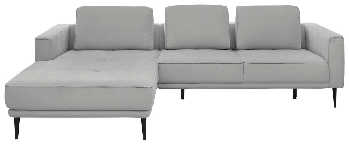 ECKSOFA Grau Flachgewebe  - Schwarz/Grau, KONVENTIONELL, Textil/Metall (193/279cm) - SetOne by Musterring