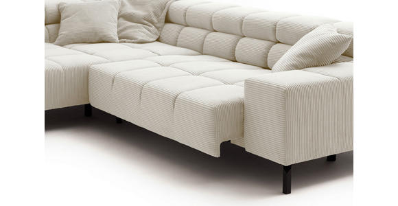 ECKSOFA inkl. Sitzvorzug Creme Cord  - Creme/Schwarz, Design, Textil/Metall (216/321cm) - Hom`in