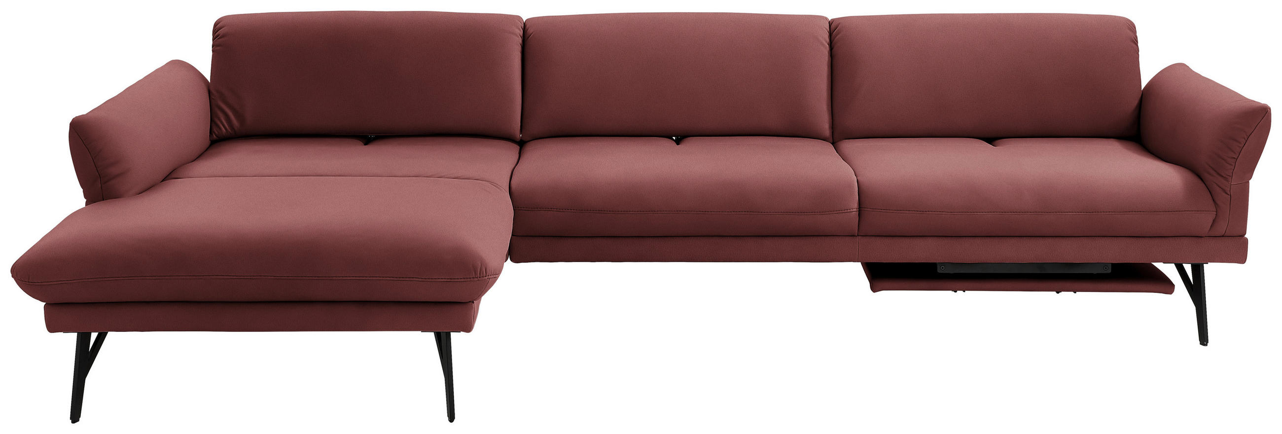 ECKSOFA in Echtleder Rot  - Anthrazit/Rot, Design, Leder/Metall (173/308cm) - Joop!