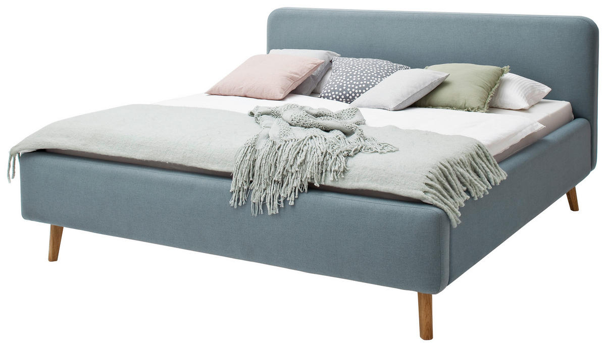 TAPECIRANI KREVET   180/200 cm   svijetlo plava  - boje hrasta/svijetlo plava, Design, tekstil/drvo (180/200cm) - Livetastic